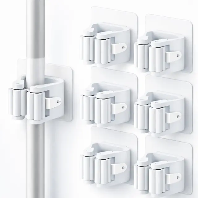 hkaizen colgador escobas adhesivo pack 6