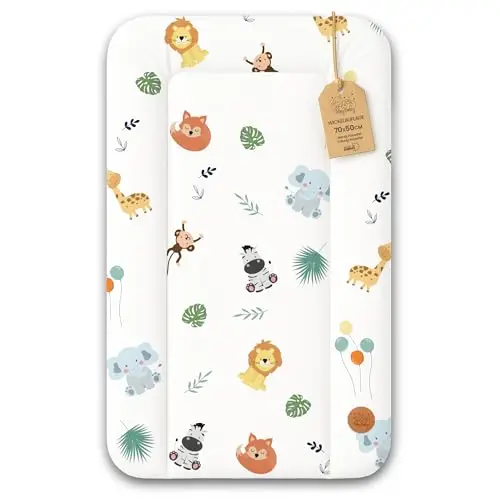Cambiador bebe 70x50 cm - colchon impermeable portátil para comoda o lavadora cojin muda cómoda trocador fraldas colchón colchoneta fácil de limpiar Oeko-Tex Safari