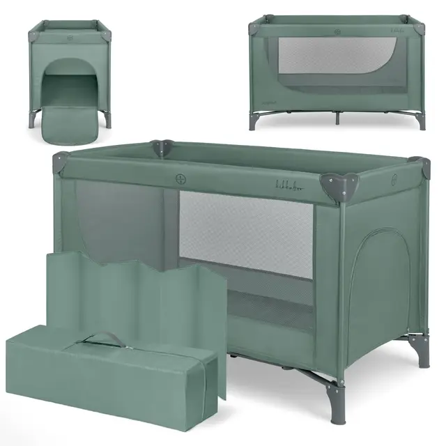 KikkaBoo Cuna de Viaje SO Gifted 2026, Cuna Bebe 120x60 cm hasta 15 kg, Parque Plegable con Bolsa de Transporte, Ligera y Compacta, Verde