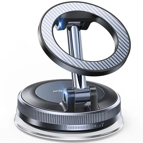 Coolpow Soporte Movil Coche para Magsafe [Ventosa Potente & Super Imanes] 360°Ajustable Magnetico Suporte Telemovel Carro Parabrisas/Salpicadero Accesorios Coche Interior para iPhone 17 16