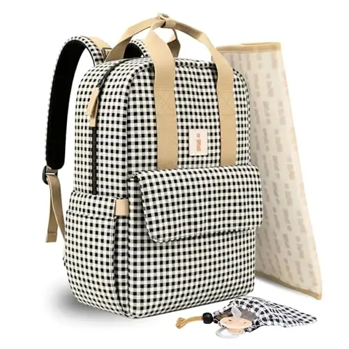 Mochila carro bebe impermeable, 7 compartimentos y 9 bolsillos, Organización rápida para paseos y viajes, Ideal para mamá y papá, Mochila pañales con cambiador.