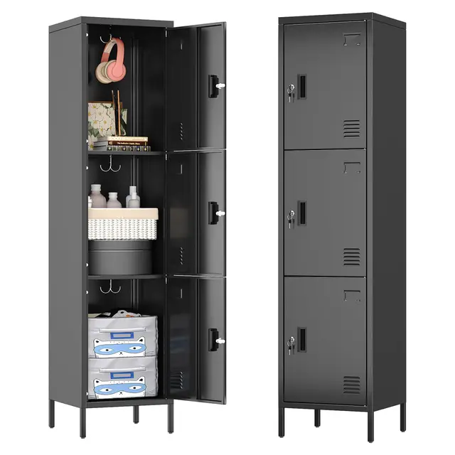 locenhu armario metal 3 puertas negro