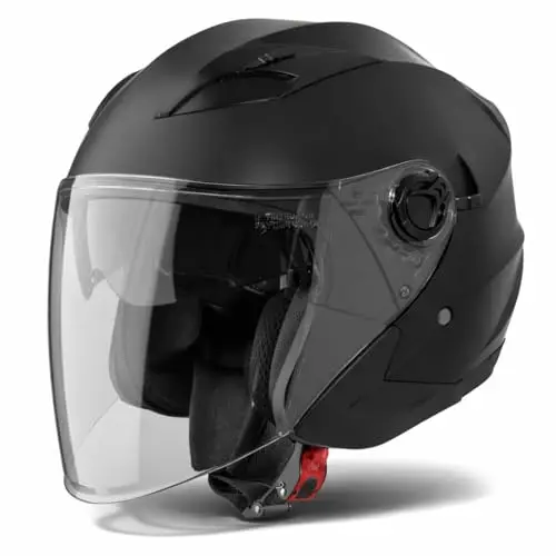 VINZ Calobra Casco Jet con Visera Solar | Casco Scooter & Moto & Ciclomotor | ECE 22.06 Homologado | En Tamaño XS - XXL | para Hombre y Mujer