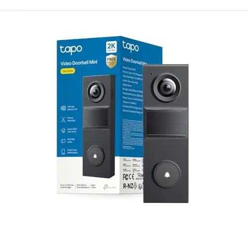 Tapo D205 Videoportero 2K 3 MP, Campo de visión 160°, detección AI, IP54, Llamada al Timbre, Alta duración de la batería de 5200 mAh, Carga rápida, Puerto USB-C, Compatible con Panel Solar