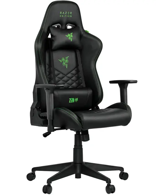 Razer Edition TAROK Natrix PC Gaming Silla – Piel sintética Transpirable Acolchada, reposabrazos 3D Softcoat, función basculante, cojín Lumbar y Almohada, hasta 130 kg, Color Negro