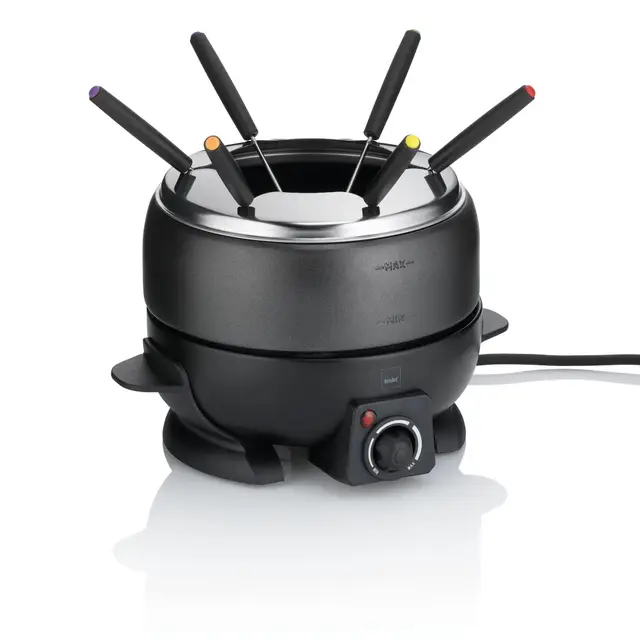 kela Set eléctrico para fondue de carne de 9 piezas, set para fondue para 6 personas SIMPLON, fondue de queso, fondue de chocolate eléctrica con tenedores, soporte para tenedores, 800 W