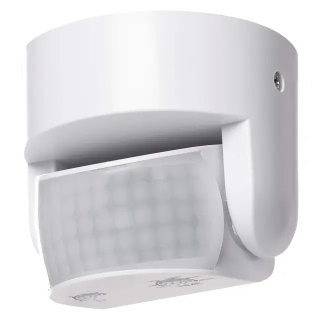 EMOS Detector de Movimiento infrarrojo IP44, 12 m, 180°, 3–2000 Lux, 10 s–15 min, 230 V, Interior/Exterior, Montaje en Superficie, Blanco