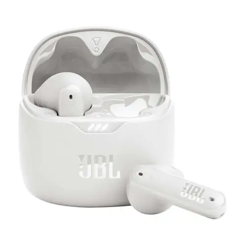 JBL Tune Flex TWS, Auriculares In Ear inalámbricos con cancelación activa del ruido, graves potentes, resistencia al agua IPX4, 8 a 24h de batería, estuche de carga, blanco