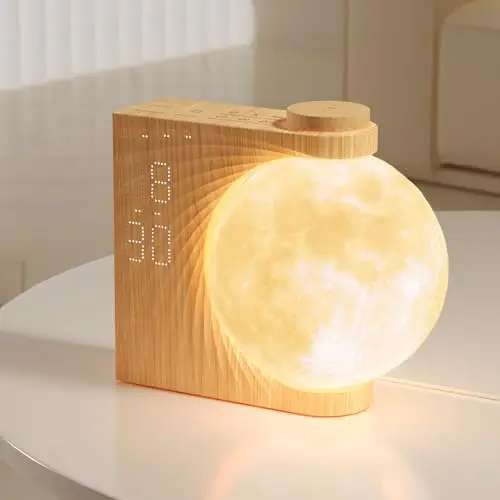 RETEYUNG Despertador con Luz para Adultos y Niños - Reloj Despertador con Simulación de Amanecer, Función Snooze, Luz Nocturna 8 Colores, 10 Sonidos Naturales, 4 Brillos Ajustables (Rotación manual)