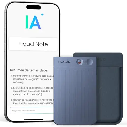 Plaud Note Grabadora de Voz IA con Funda Azul Transcribe Resume Transcripción IA, Soporta 112 Idiomas Control de Reunión con App Genial para Lección Llamada Entrevista Charlas Clases Teams