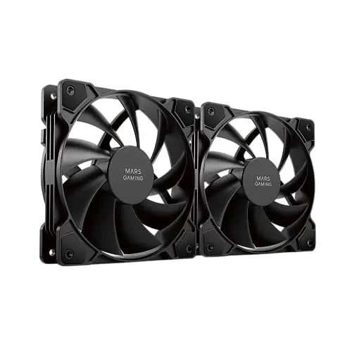 Mars Gaming MF-PWMX2, Kit 2 Ventiladores 120mm, Ultra silenciosos FDB 12dB, Sistema Anti-vibraciones, Sistema PWM, Negro