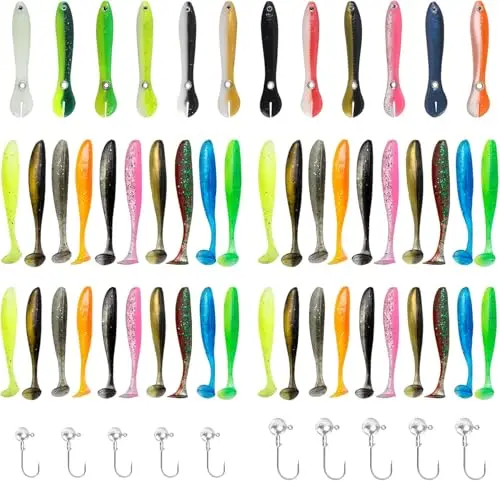 kiuiom 55pcs set señuelos blandos + 10