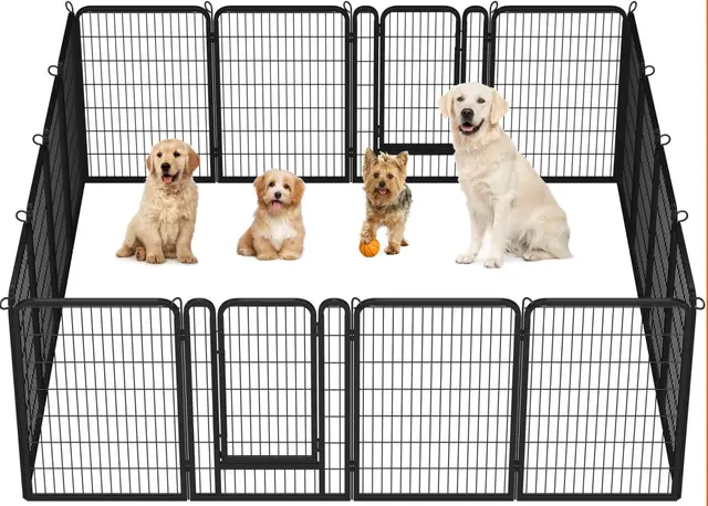 Yaheetech Parque para Perros con Cerradura Integrada 16 Paneles 100cm Alta Vallas para Perros Grandes para Jardín Interiores Exteriores