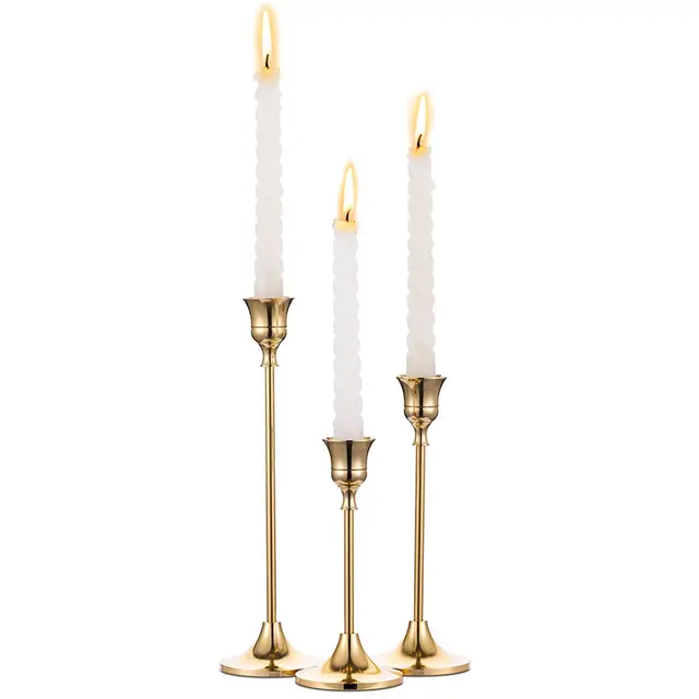 nuptio 3 piezas candelabro cónico latón