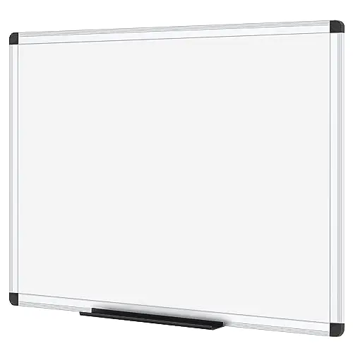 VIZ-PRO Pizarra Blanca Magnética con Marco de Aluminio y Bandeja para Rotuladores, 90 x 60 cm, Ideal para Oficina, Escuela y Hogar