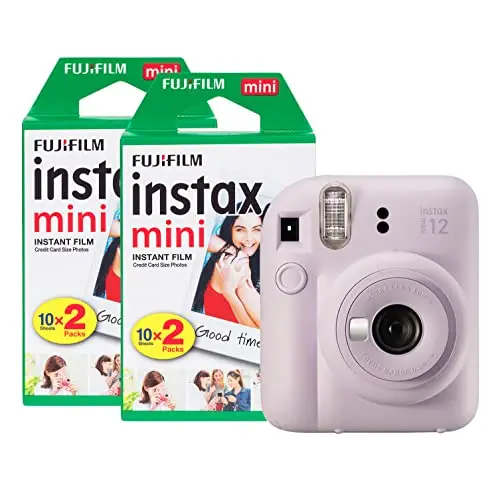Fujifilm Instax Mini 12 - Cámara instantánea con Paquete de 40 películas de Disparo, Color Morado Lila