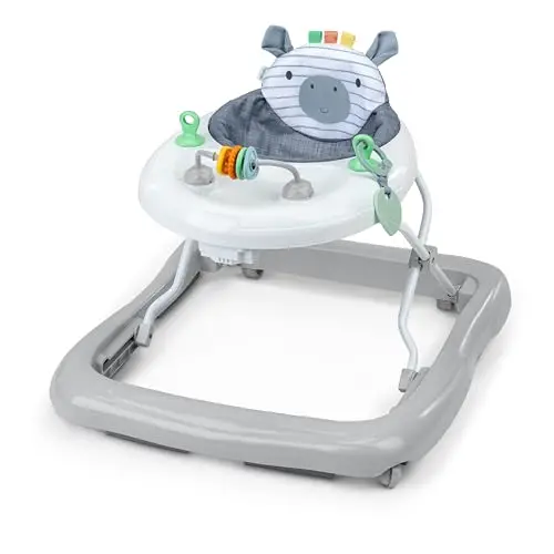Ingenuity, Andador Interactivo Smooth Strides, Chambray, Promueve el Desarrollo con Barra de Altura Ajustable en 3 Posiciones, Juguetes Incluidos, Diseño Compacto y Seguro, Para Bebés de 6 a 12 Meses