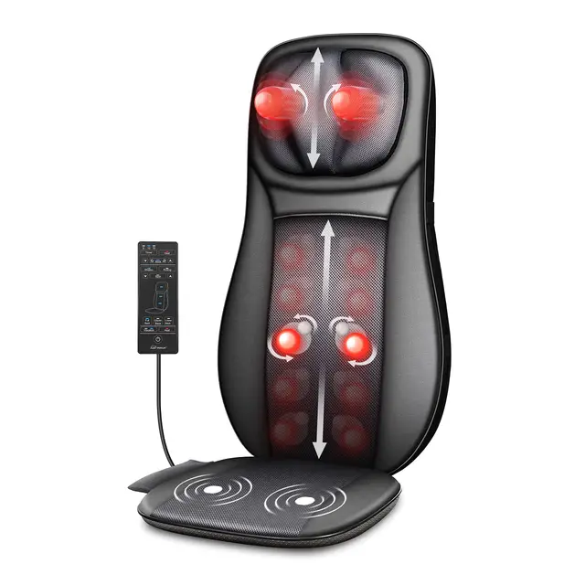 Snailax Shiatsu Asiento de Masaje con calor, Almohada Masaje de Espalda y Cuello, masajeador de espalda con vibración para la Oficina en el hogar, regalo