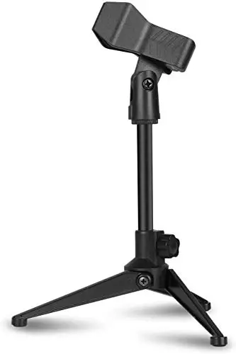 Depusheng Soporte de micrófono de escritorio plegable Ángulo ajustable Tableros de mesa plegables Soporte de montaje de micrófono Soporte de plástico Negro