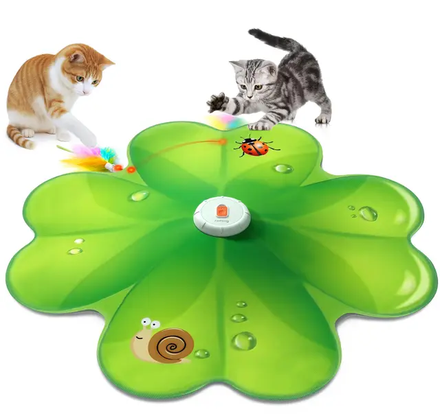 FEELNEEDY Juguete Interactivo para Gatos, Punto Rojo LED Móvil, Juguetes para Gatos, Plumas Móviles Ocultas, Juguete de Ejercicio Recargable para Gatitos de Interior