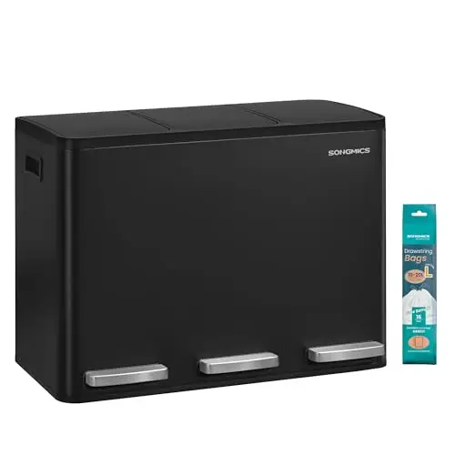 songmics cubo cocina 3 x 15l acero