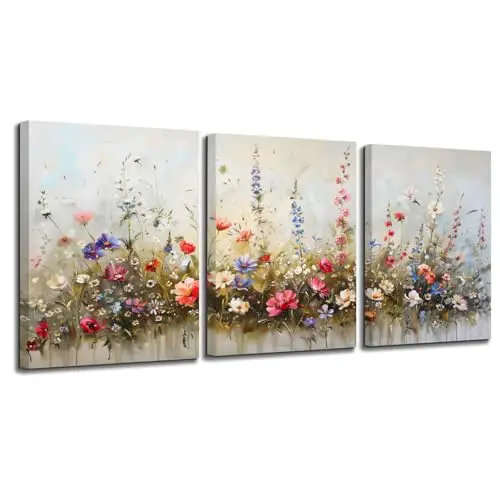 hyidecorart cuadros 3 piezas flores