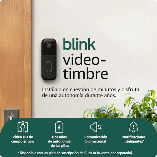 Sistema de videotimbre Blink | Vídeo HD de cuerpo entero, autonomía de dos años, configuración sencilla, IP65 | Módulo de sincronización básico incluido | Negro