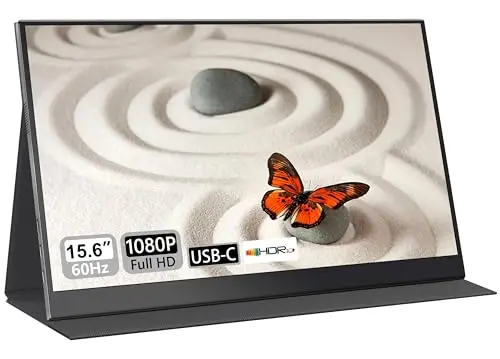 UFYQL Monitor Portátil de 15,6" Full HD IPS 1080P Mate, Ultra Ligero, Compatible con Portátil,PC,MacBook/,Teléfono,Xbox,PS4/5,TV, Puertos HDMI/USB-C, Funda de Protección y Montaje VESA