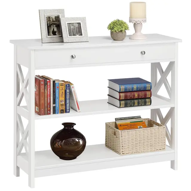 yaheetech mesa consola 100x30x80 blanca