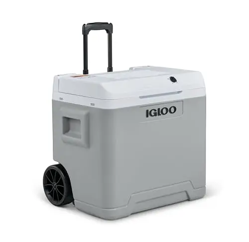 IGLOO IE42 Nevera Eléctrica, 12V y 230V, 42L – Mini Frigorífico Compacto para Coche, Camping, Viajes, Barco y Festivales – con Ruedas, Asa Telescópica, Compartimento para Cables y Modo Eco/MAX