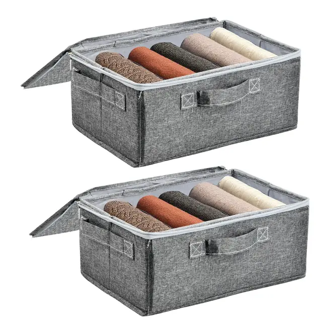 hnonoxy 2pcs caja organizadora tela gris