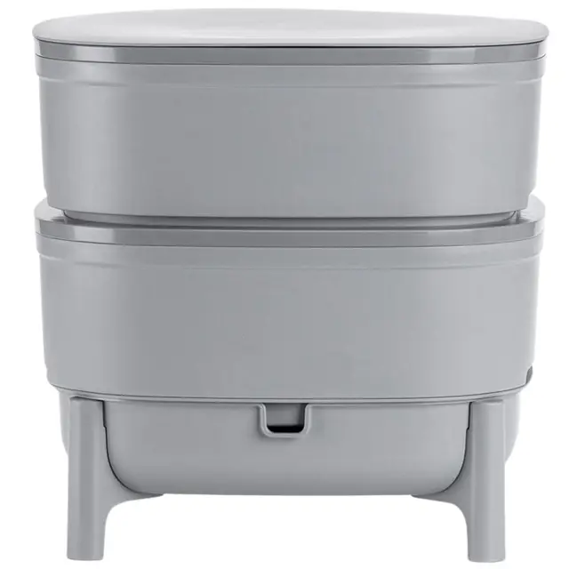 Vermicompost para La Cocina y El Balcón - Wormbox Que Se Asemeja a La Turba - Cubo de Diseño Hecho de Plástico 100% Reciclado - Volumen 30 litros, Gris