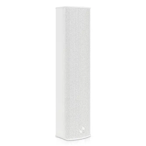 Sound Town Altavoz de columna de matriz de línea de aluminio compacto resistente a la intemperie con soporte de montaje en pared, woofers de 4 x 3, 2 tweeters de cúpula de 1.2, blanco, para iglesia,