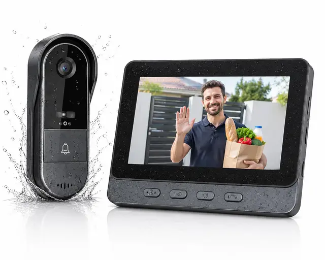 Zeerkeer Videoportero Inalámbrico Sin WiFi con Pantalla IPS de 4,3", Timbre con Cámara 1080P, Audio Bidireccional, Visión Nocturna, Ángulo 170° e IP65 Impermeable