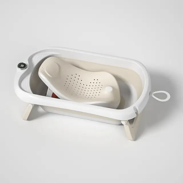 SUPERBE BEBE Bañera Plegable Bebé con Asiento y Termómetro