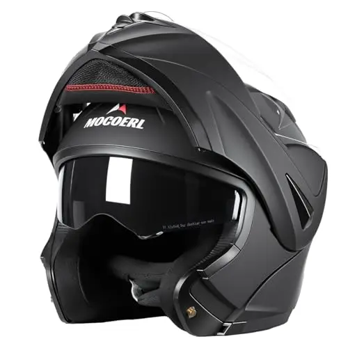 Casco Integral de Moto, Casco Modular, para Hombre y Mujer, con Viseras Dobles, Certificación ECE 22.06, Negro Mate