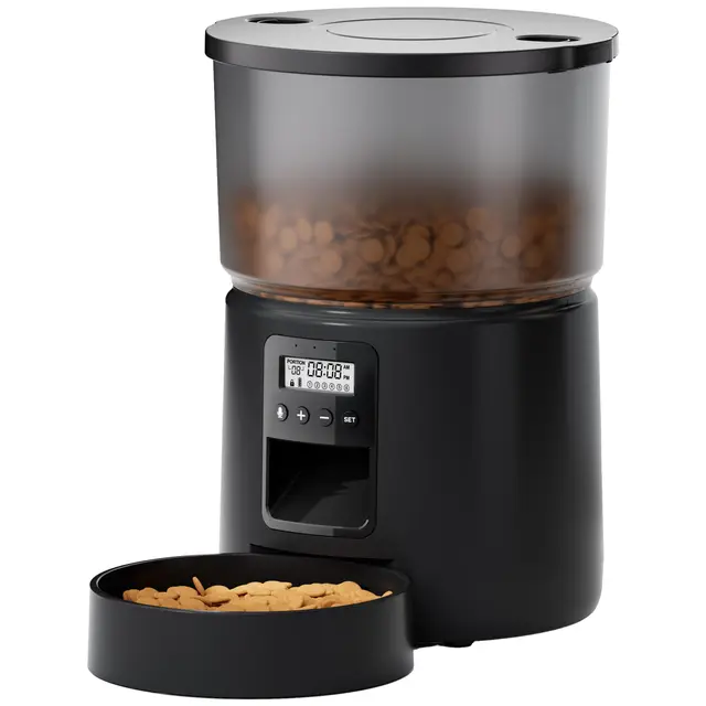 Comedero Gato Automatico - Dispensador Comida con Temporizador Programable - 1-6 Comidas al DíA - Comedero con Presione la Tapa y FuncióN de GrabacióN de 10s - 3L
