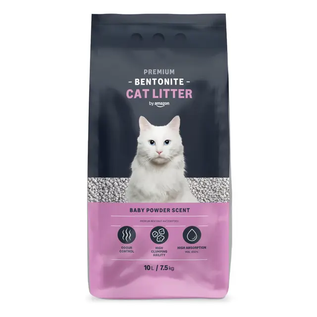 by Amazon Arenero Prémium de Bentonita con Aroma a Talco para Gatos, 10L (Paquete de 1) (Anteriormente Marca Lifelong, Mismo Producto)