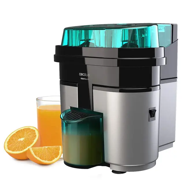 Cecotec Exprimidor Naranjas eléctrico EssentialVita Twice Black. 90 W, Doble Cabezal y Cortador, Filtro para Pulpa, Vaso 500ml, Piezas aptas para lavavajillas