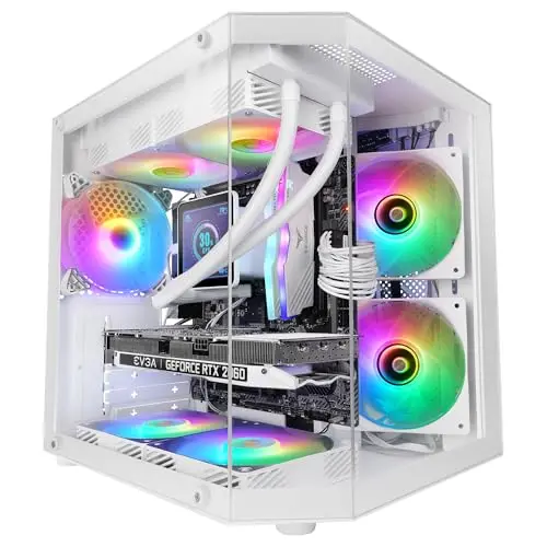 Mars Gaming MC-3TLITE, Caja Gaming MicroATX, Triple Cristal Templado Continuo, Ventilador FRGB Trasero 120mm, Estructura de Doble Cámara, Minitorre PC Compacta con Amplia Capacidad Interna, Blanco