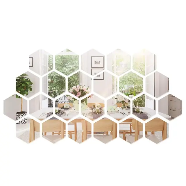 24 Piezas Espejo Decorativo con Pegatina de Pared 3D, Espejo AcríLico 3D para DecoracióN Del Hogar, Ideal para Decorar Espejos Decorativos para Salones, Dormitorios, Cocinas(80 * 70 * 40MM)