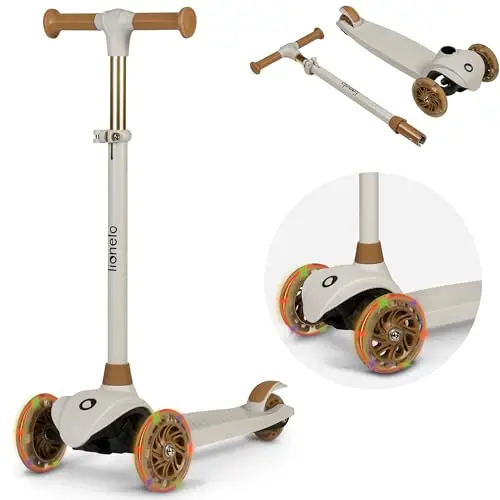LIONELO Jessy Scooter de Equilibrio para niños de 3 años hasta 50 kg, Scooter de 3 Ruedas Ligero con Ajuste de Altura, Ruedas LED, Plataforma Antideslizante