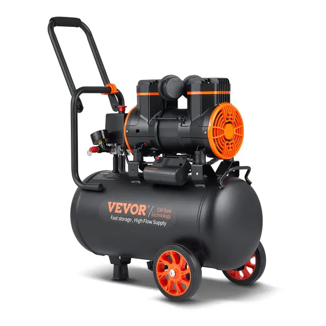 VEVOR Compresor de Aire Silencioso de 24L Compresor de Aire sin Aceite 1450W 2 CV Presión Máxima de 3,5 Mpa Motor sin Aceite 70dB para Reparación de Automóviles Inflado de Neumáticos Pintura a Pistola