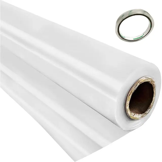 VEVOR Película de Invernadero de Polietileno, 7,3 m de Largo x 15,2 m de Ancho, Transparente, túnel de 0,15 mm de Grosor, láminas de Polietileno Resistentes al desgarro como láminas de plástico para