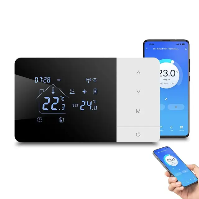 Termostato Inteligente WiFi, para aplicación Tuya programable, Controlador de Temperatura para calderas de Gas, Compatible con Control de Voz Alexa, con Bloqueo Infantil, Digital Termostatos de Pared