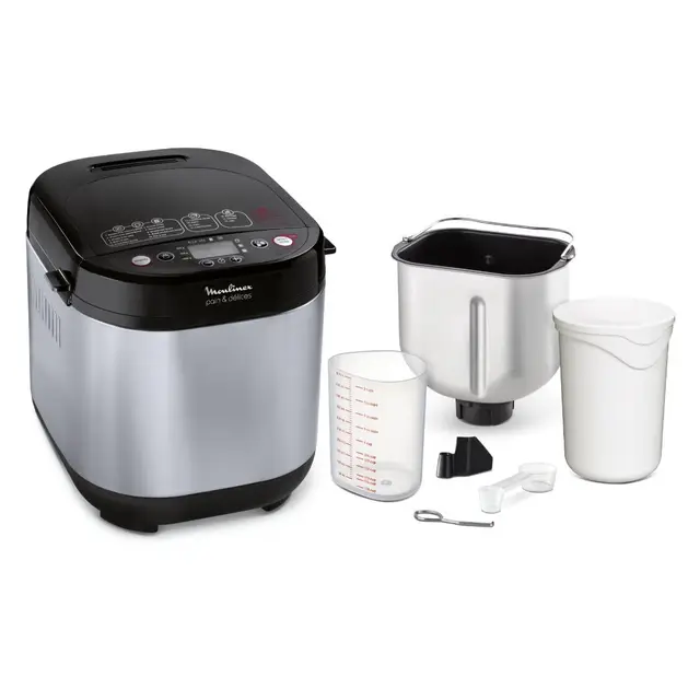 Moulinex Pain & Délices, Panificadora 1 kg, función yogur, pan sin gluten, pan casero, 20 programas automáticos, temporizador de 15h, función mantenimiento de 1h, libro de recetas incluido, OW240E30