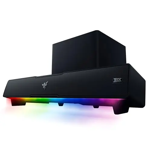 Razer Leviathan V2 - Barra de sonido para juegos de PC con subwoofer (barra de sonido para PC con múltiples controladores y subwoofer, audio espacial THX, Bluetooth, RGB, diseño compacto) Negro