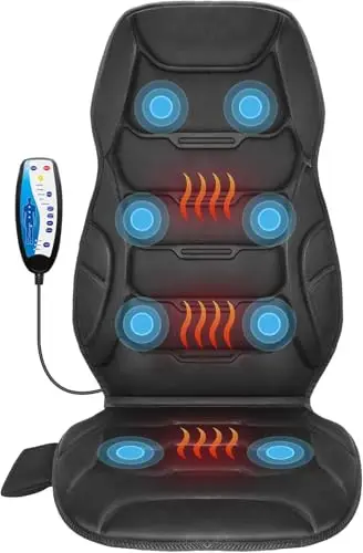 COMFIER Funda de Asiento con Masaje y Calor, Esterilla de Masaje con Vibración para Espalda y Cuello, Cojín de Asiento para Relajación, Masajeador Espalda para Oficina en Casa, Regalos para Mujer
