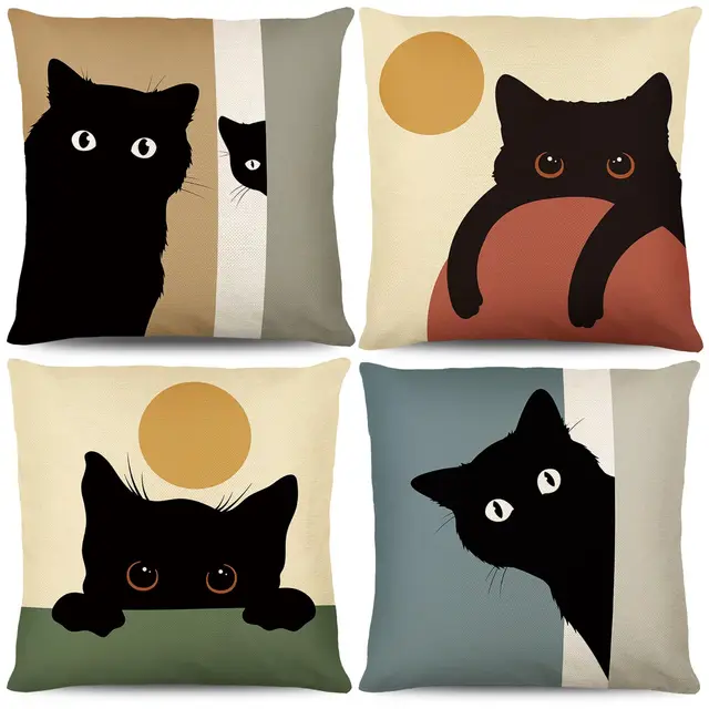 bigqin gato negro 40x40cm set 4
