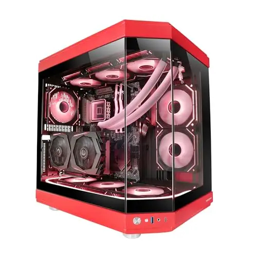 Mars Gaming MC-3T, Caja Gaming Custom ATX, Triple Ventana Cristal Templado Continuo, Soporte Refrigeración Líquida Completo, Cámara Dual Lateral, 3X Slots PCI Verticales, USB-C y USB 3.0, Rojo